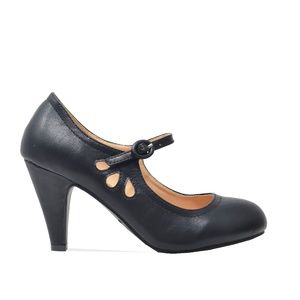 Women's Mary Jane Tear-Drop Black PU Retro Shoes